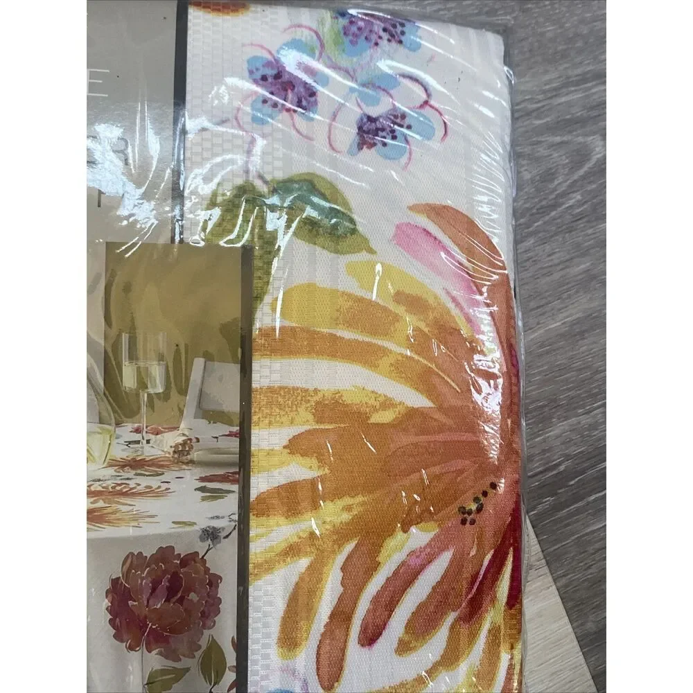 Arlee Home Fashions Multi Color Barrett Microfiber Tablecloth OBLONG 52”x70”